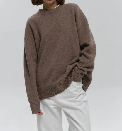 Isla Oversized Sweater | Crewneck Ribbed Hip-Length Sweater