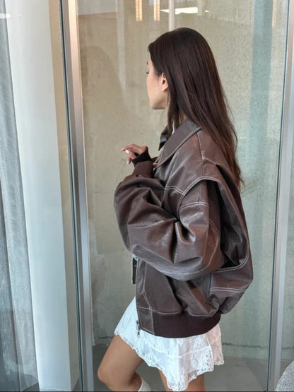 Women's Leather bomber jacket