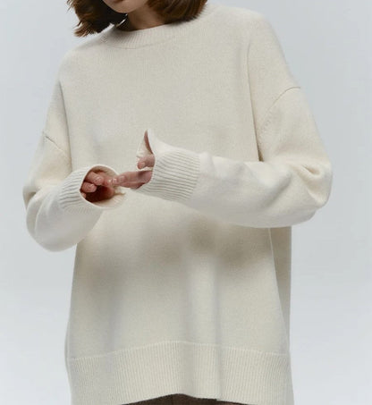 Isla Oversized Sweater | Crewneck Ribbed Hip-Length Sweater