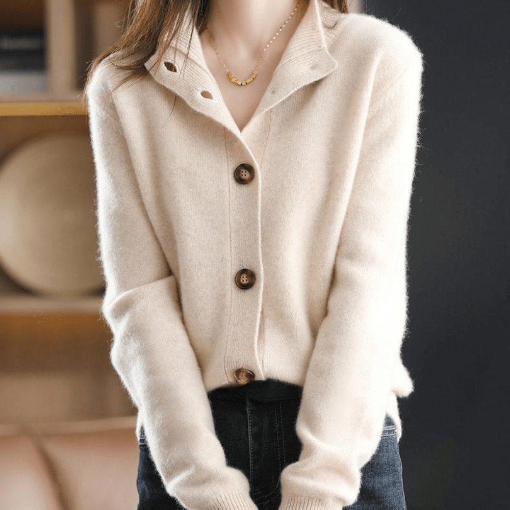 Women's retro collar button-down cardigan