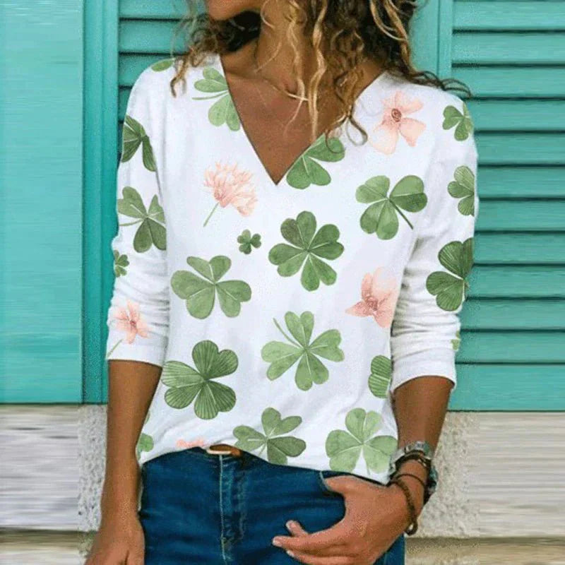 Breathable Abstract Floral Print Loose Blouse