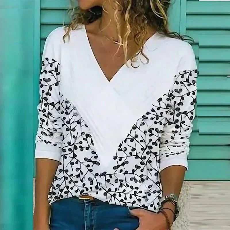 Breathable Abstract Floral Print Loose Blouse