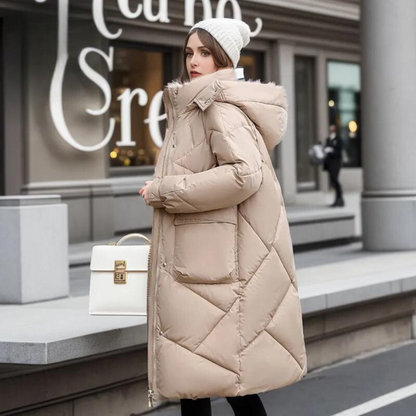 Women's knee-length thickened down cotton winter coat