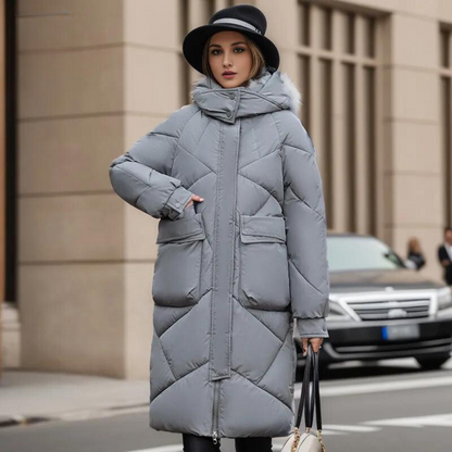 Women's knee-length thickened down cotton winter coat