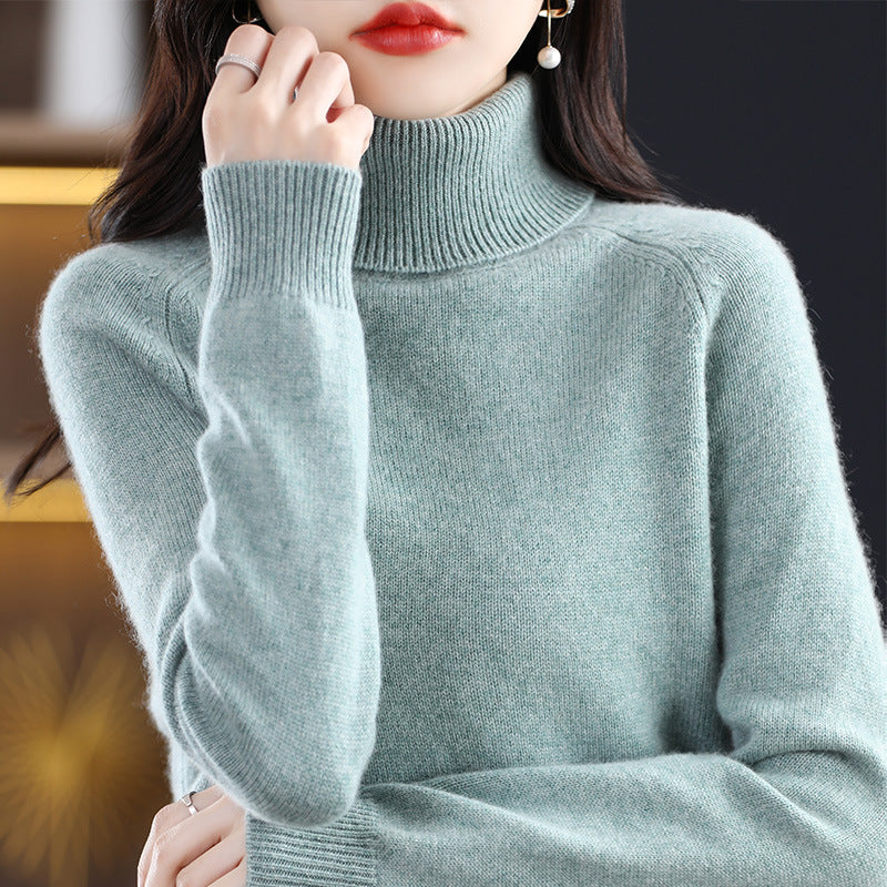 Soft knit turtleneck sweater with long sleeves for women