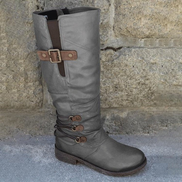 Women's high rider PU leather winter boots