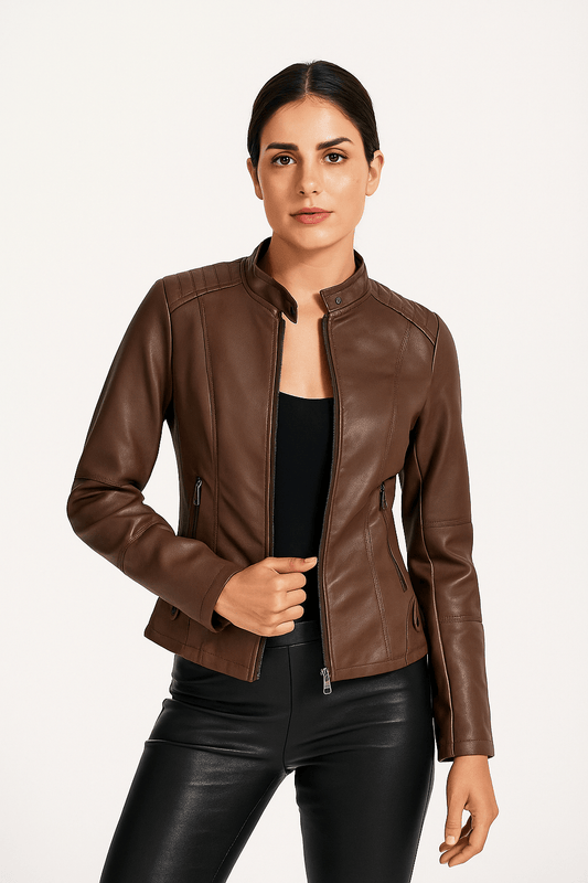 Tailored Leather Zippered Pocket Jacket 