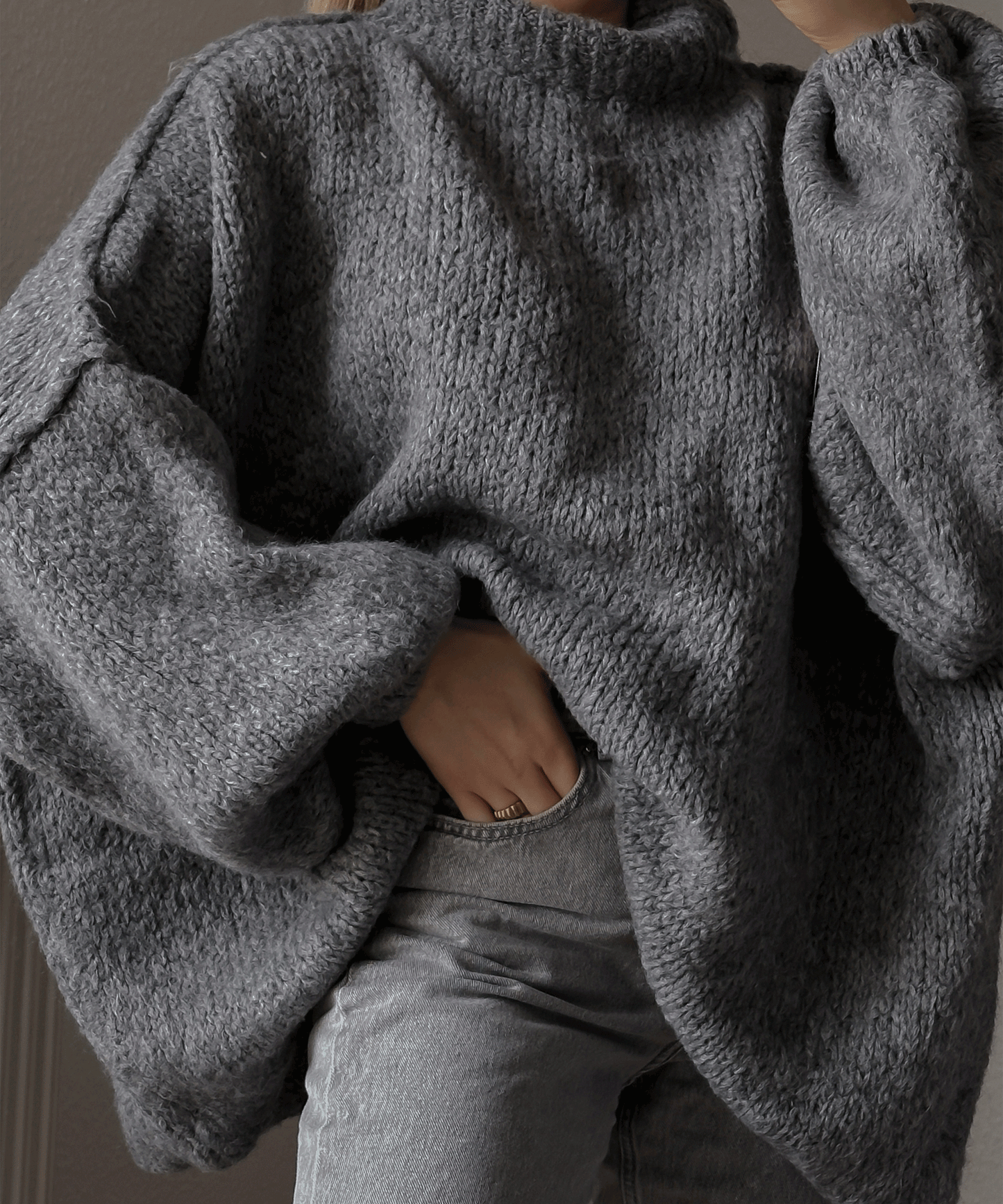 Women's dark gray pullover sweater