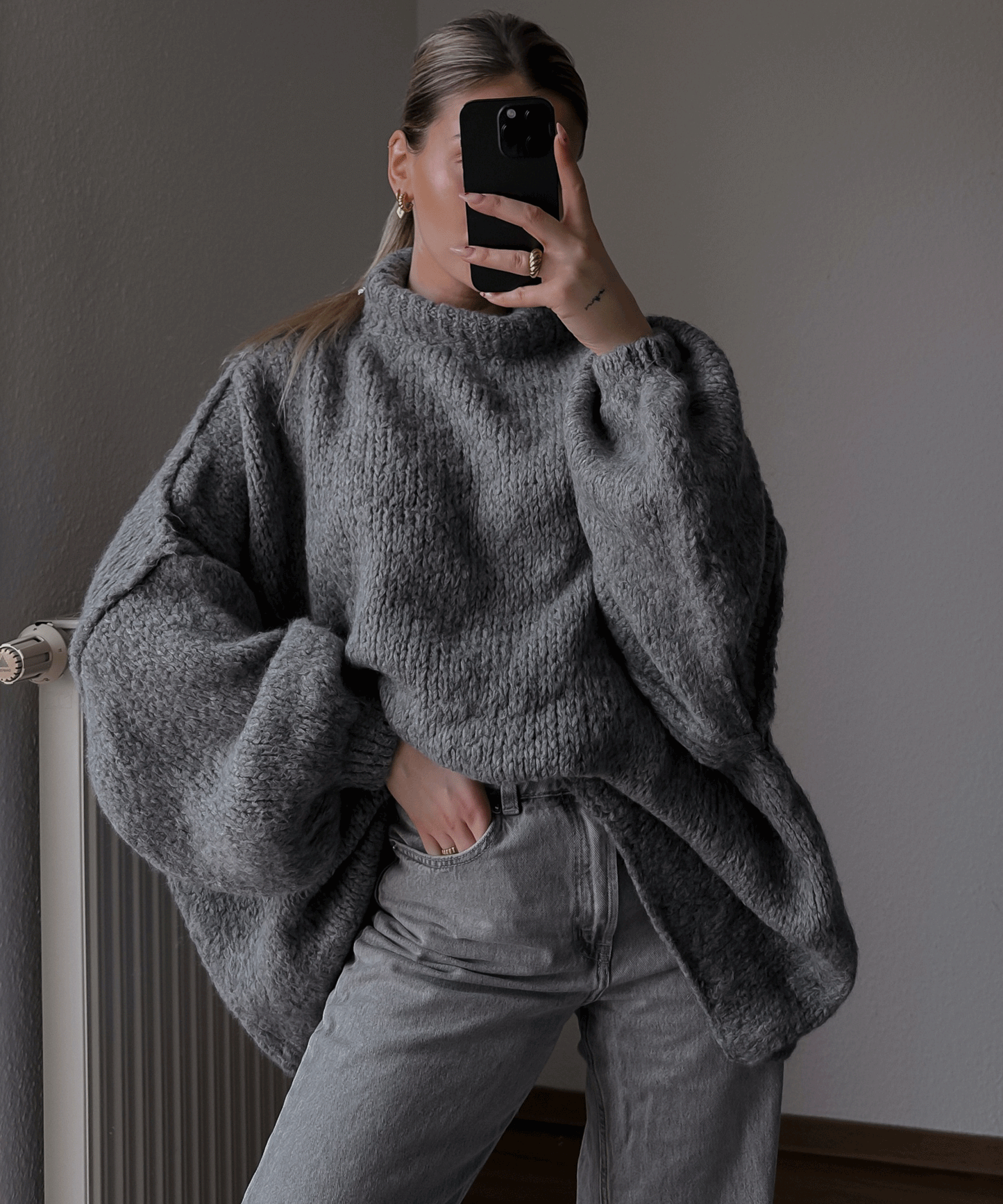 Women's dark gray pullover sweater
