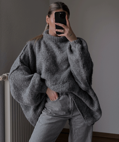 Women's dark gray pullover sweater