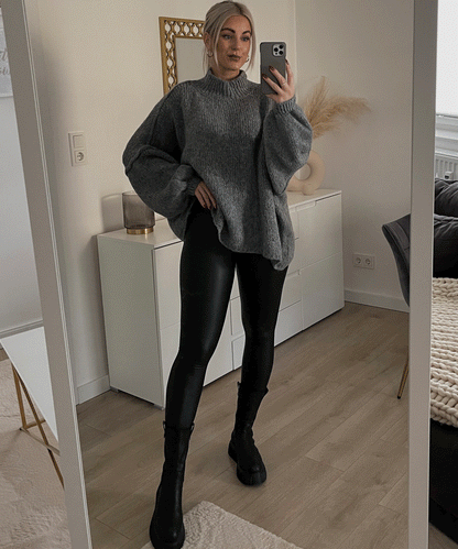 Women's dark gray pullover sweater