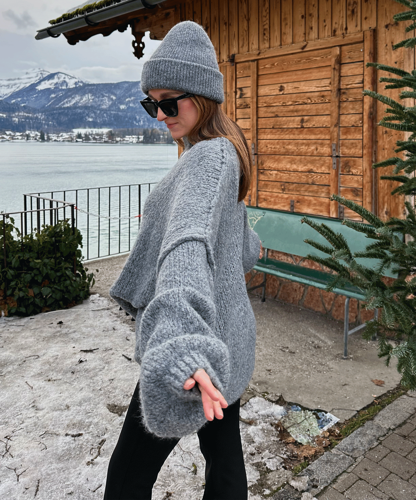 Women's dark gray pullover sweater