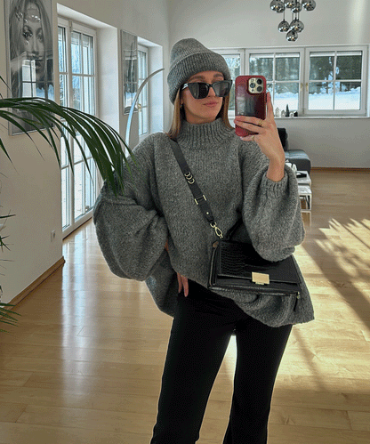 Women's dark gray pullover sweater