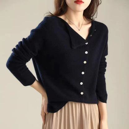 Women's boat neck side button cardigan