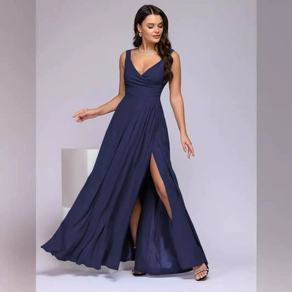 Women's Elegant Evening Gown – Floor-Length with Slit