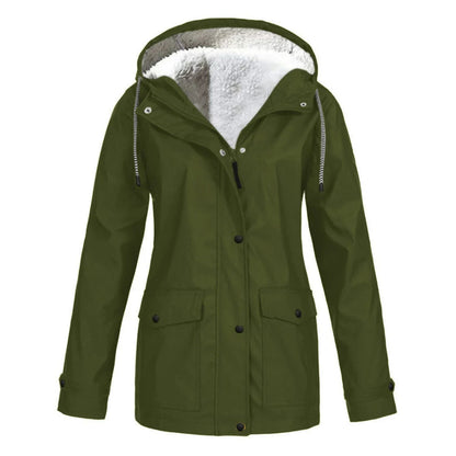 Women's Parka Jacket - Faux Shearling Lined - Hooded Drawstring - Warm Insulated