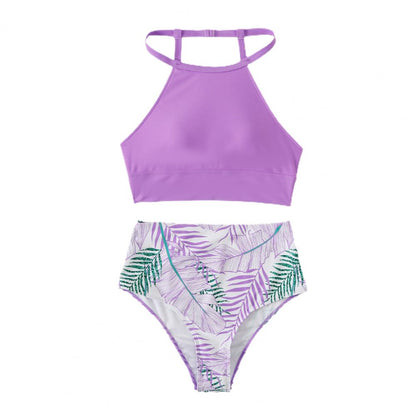 Women’s High-Neck Bikini Set - High-Waisted Bottom - Sporty & Supportive Fit