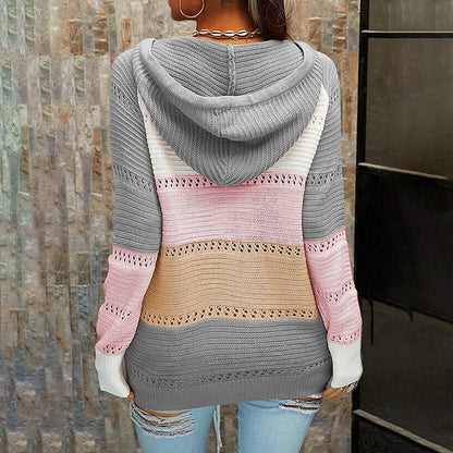 Women's contrast bandage cardigan