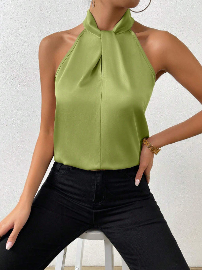 Elegant Satin Halter Top with Comfortable Fit