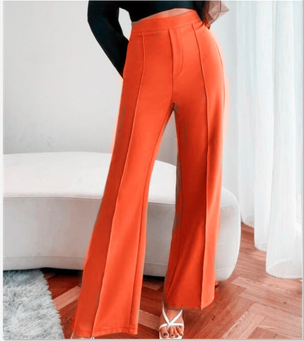 High-Waisted Linen Tailored Wide-Leg Trousers