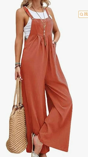 Women's summer sleeveless loose wide leg jumpsuit