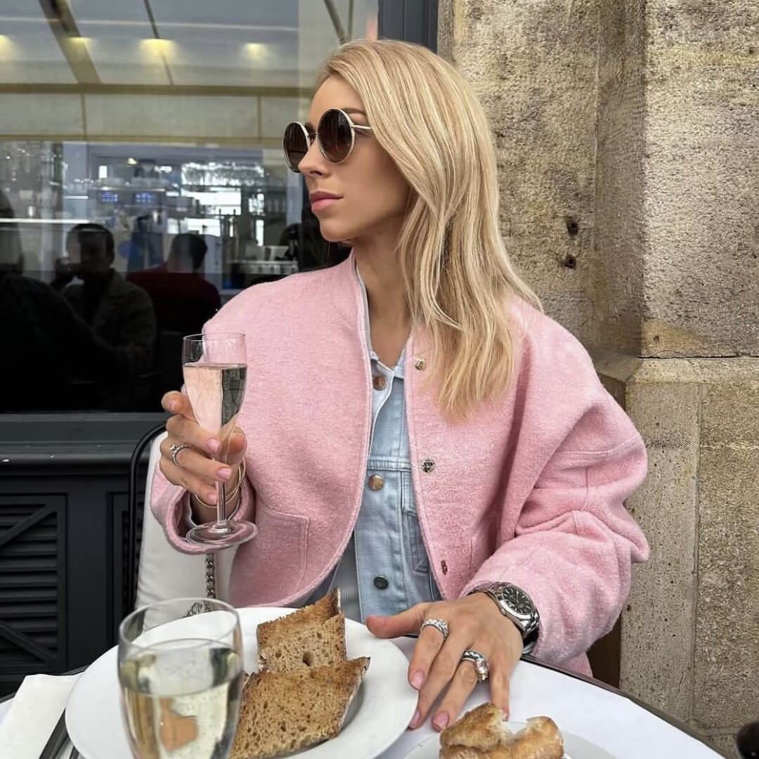 Soft Textured Oversized Bomber Jacket 