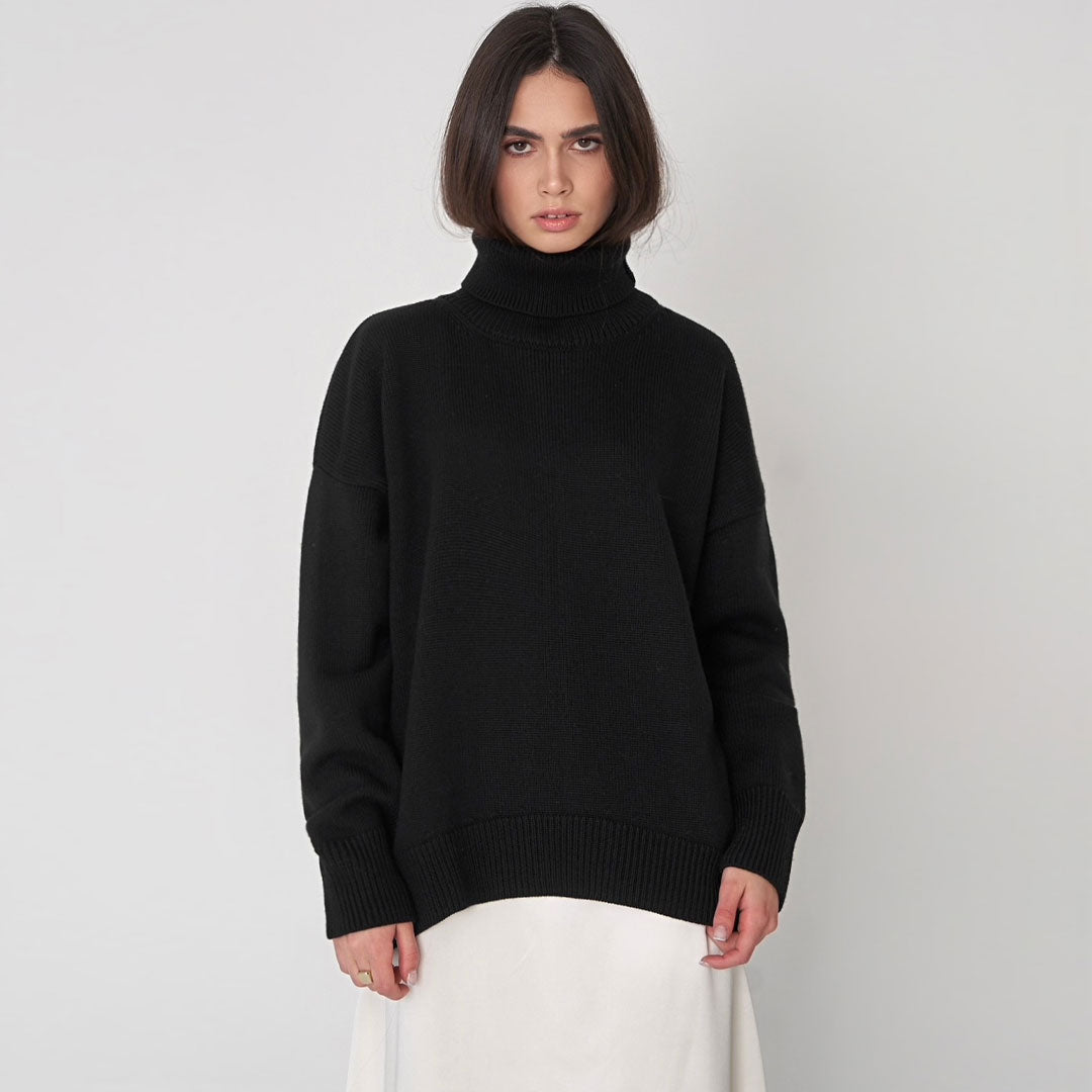Ribbed Knit Oversized Wool Sweater 