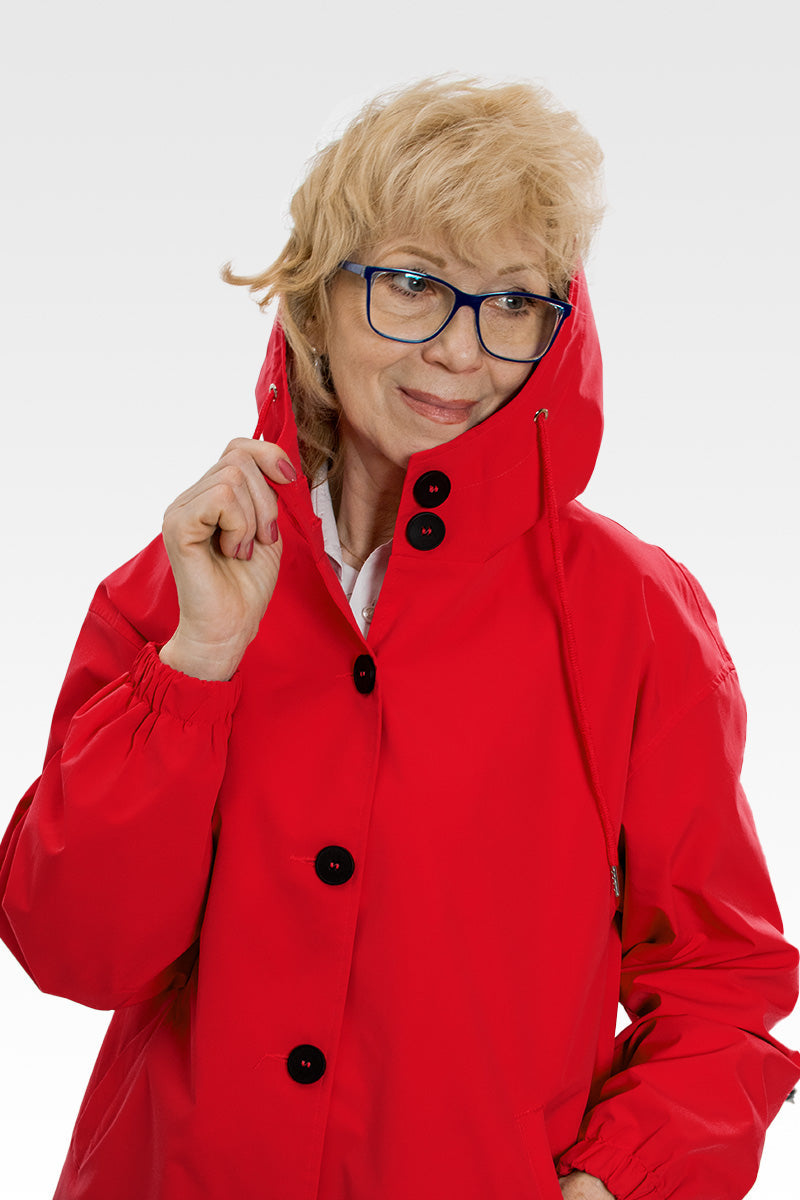 Hooded Casual Mid-Length Windbreaker Jacket