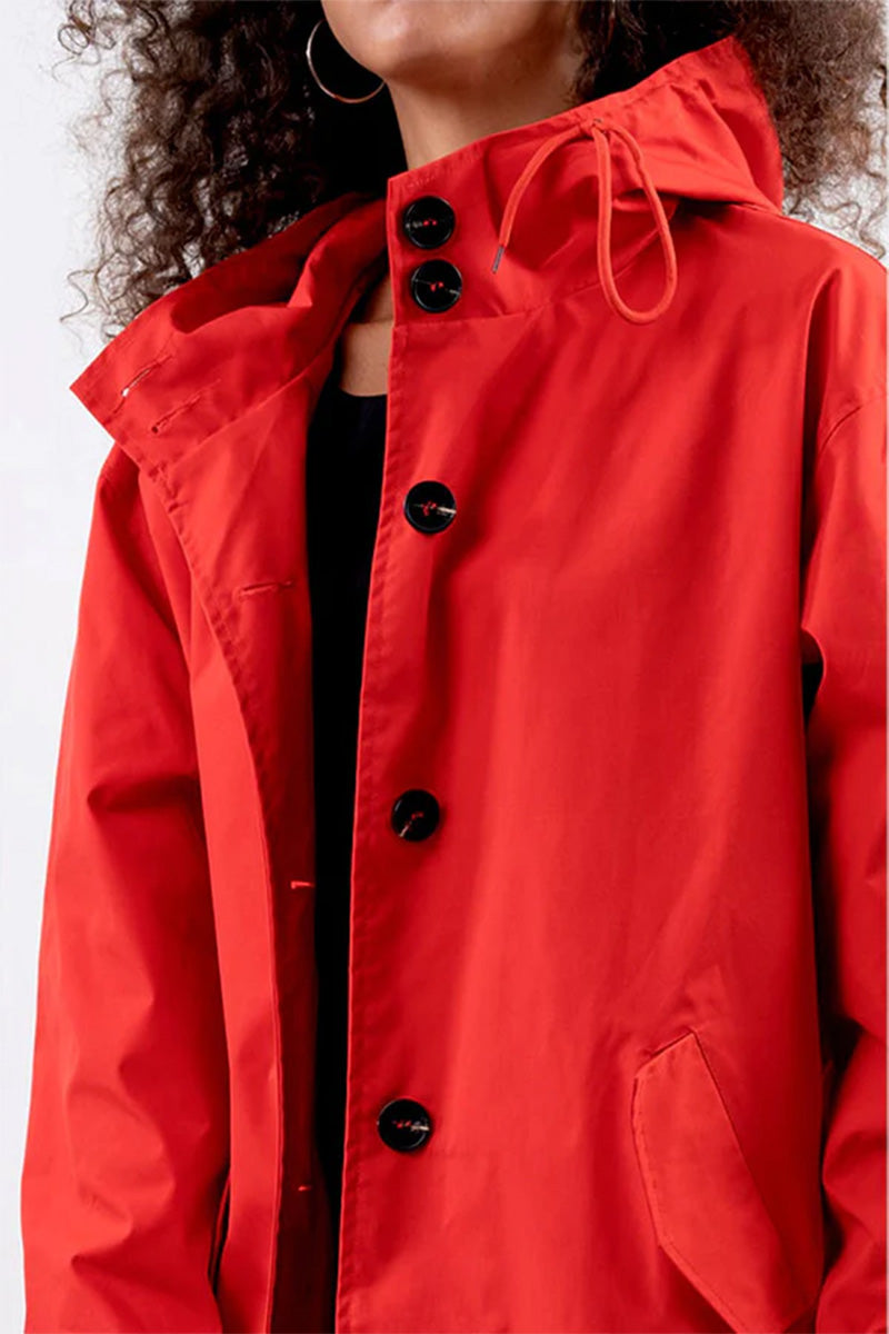 Hooded Casual Mid-Length Windbreaker Jacket