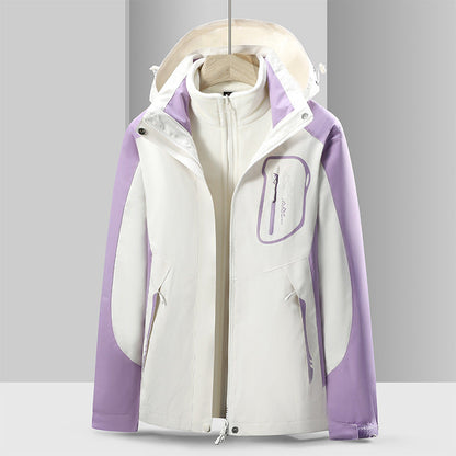 Women's waterproof windproof jacket with detachable fleece liner