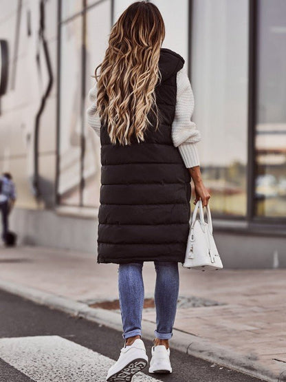 Hooded vest cardigan jacket for women