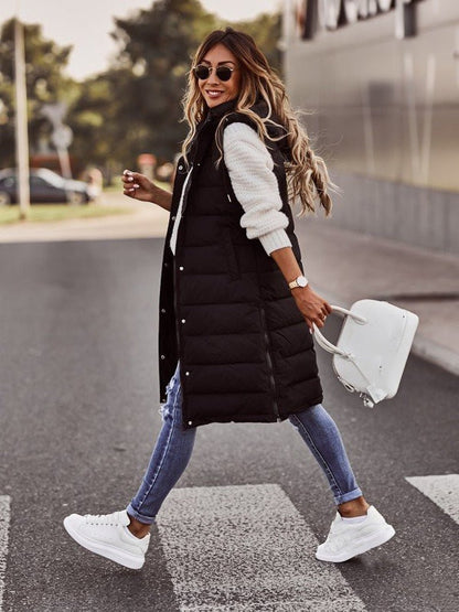 Hooded vest cardigan jacket for women