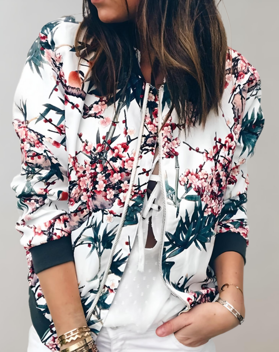 Women's floral print bomber jacket