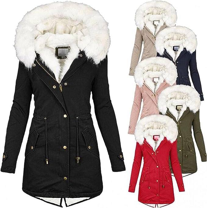 Women's hooded fur collar coat