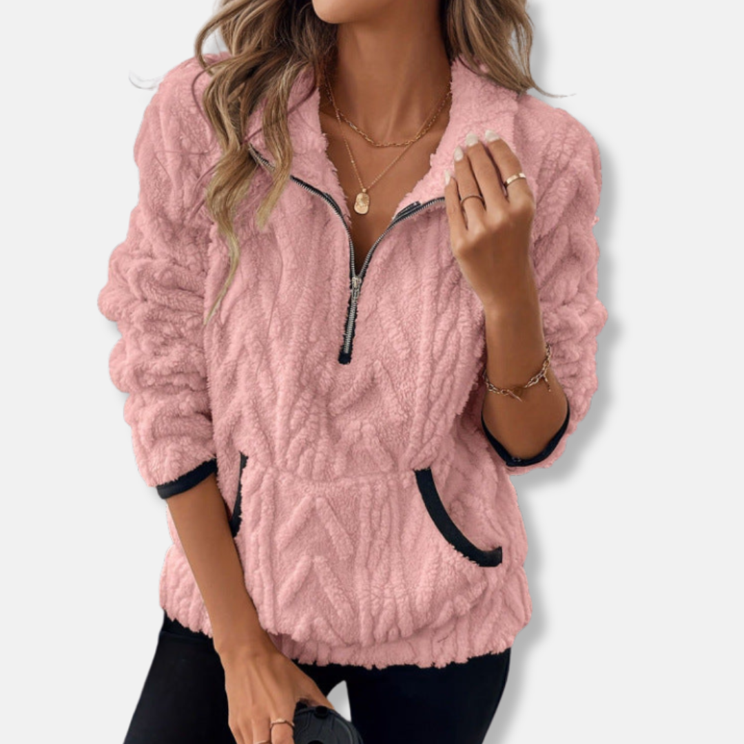 Fleece Relaxed Fit Stand Collar Half-Zip Sweatshirt
