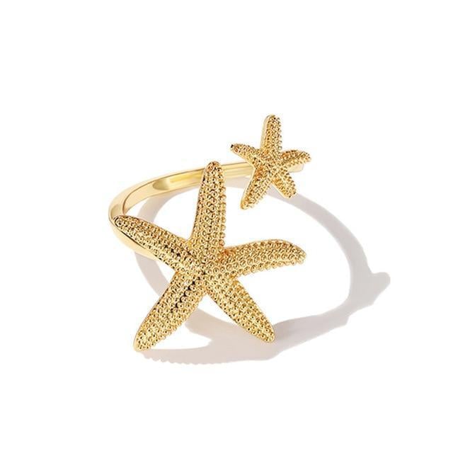 Elegant starfish adjustable ring