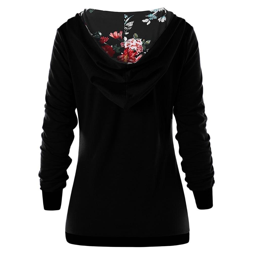 Women's floral pleated multi button sweatshirt