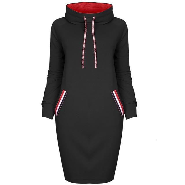 Women's long sleeve high collar sweater dress