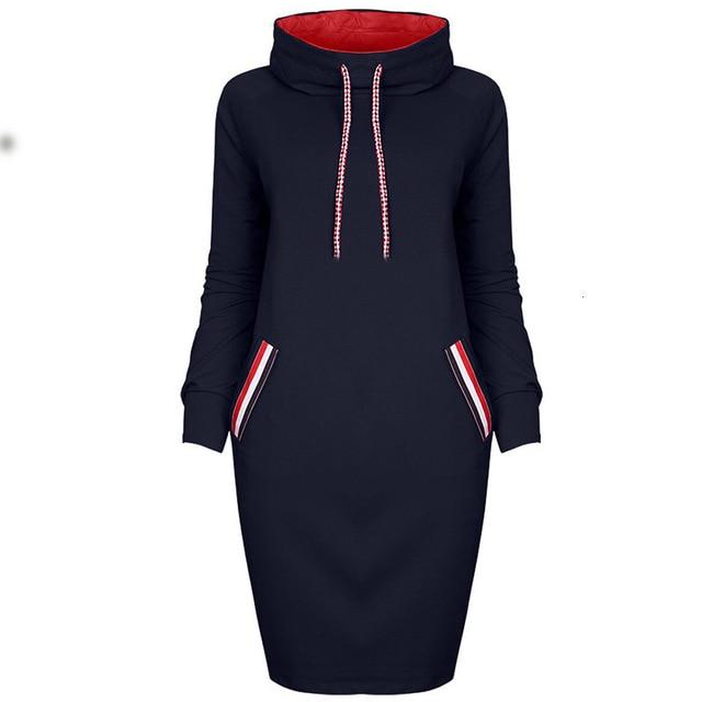 Women's long sleeve high collar sweater dress