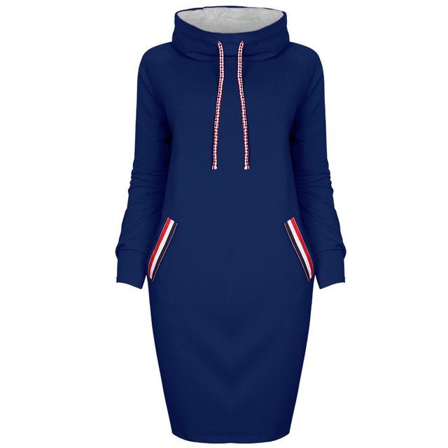 Women's long sleeve high collar sweater dress