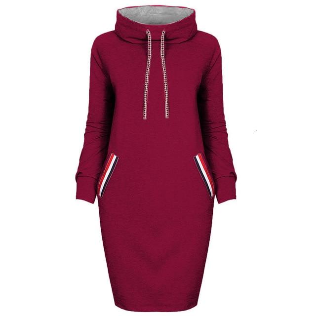 Women's long sleeve high collar sweater dress