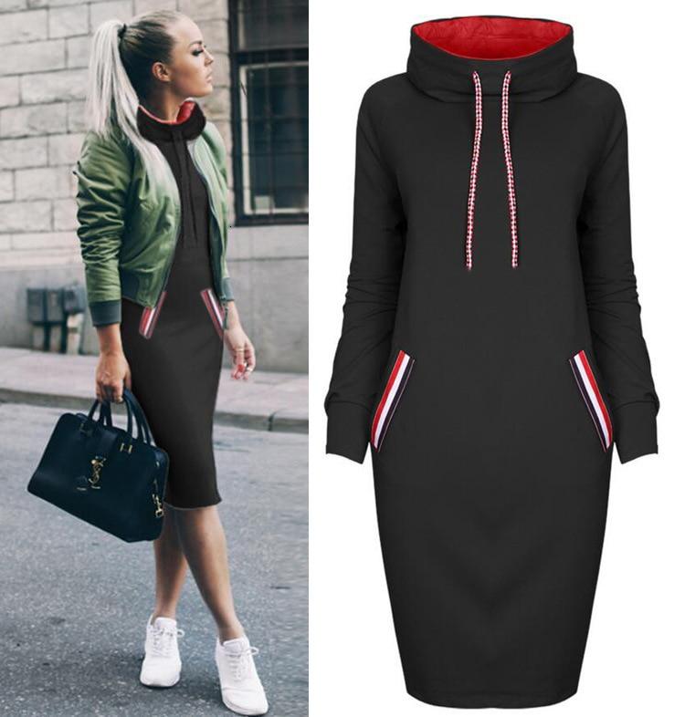 Women's long sleeve high collar sweater dress