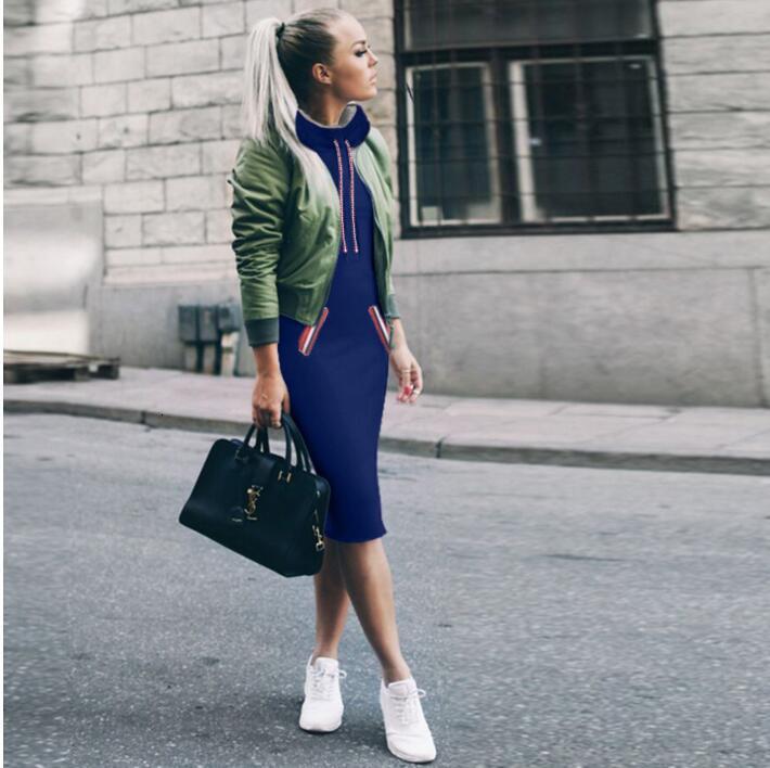 Women's long sleeve high collar sweater dress
