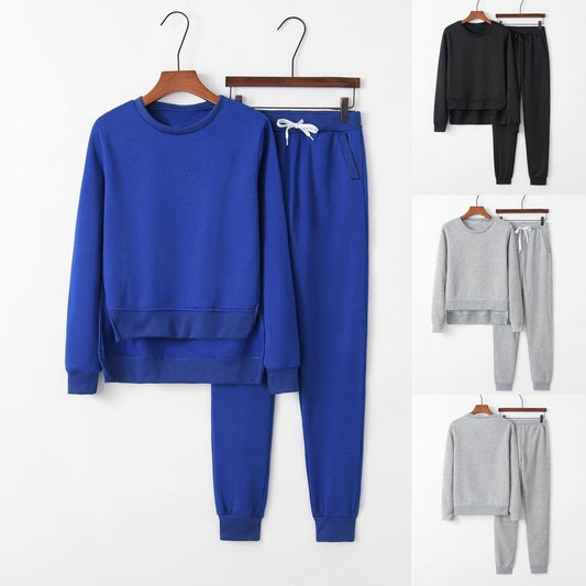 Slit Long Sleeved Pullover Sweater Set