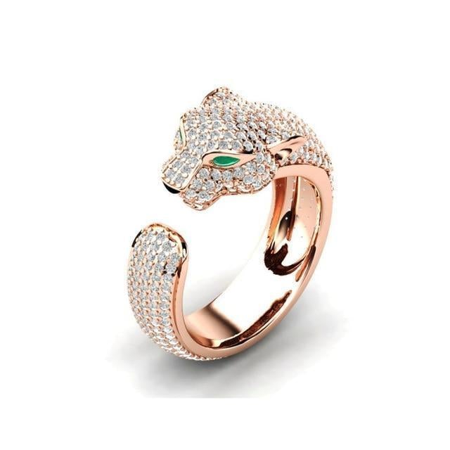 Fierce and elegant jaguar ring