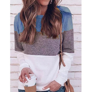 Women's casual color block long sleeved shirt