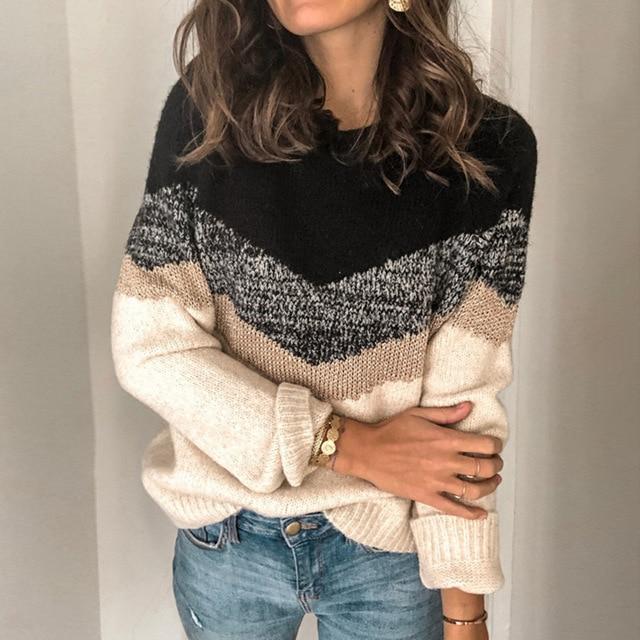 Knitted Raglan Sleeve Round Neck Sweater