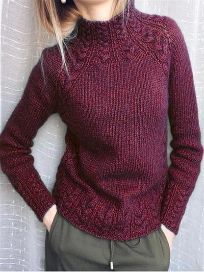 Women's solid color cable knit sweater