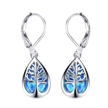 Elegant tree of life opal earrings