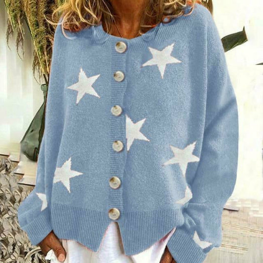 Knitted Autumn Winter Pentagram Sweater